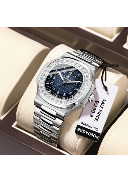 B Izle Üst Marka Poedagar 925 Moda Gül Altın Kare Erkekler Kuvars Izle Su Geçirmez Aydınlık Tarih Paslanmaz Çelik Izle Erkekler Için (Yurt Dışından) modelleri