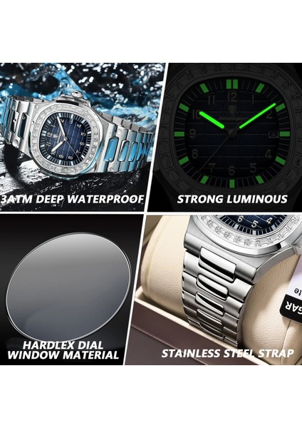 B Izle Üst Marka Poedagar 925 Moda Gül Altın Kare Erkekler Kuvars Izle Su Geçirmez Aydınlık Tarih Paslanmaz Çelik Izle Erkekler Için (Yurt Dışından) indirimleri