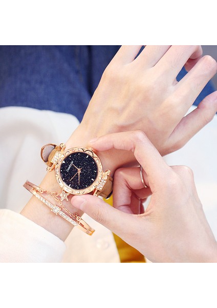 D Moda Sıcak Satış Taşlı Bileklik Kol Saati Seti Bilezik Yıldızlı Gökyüzü Kuvars Izle Kadınlar Için Set (Yurt Dışından) indirimleri