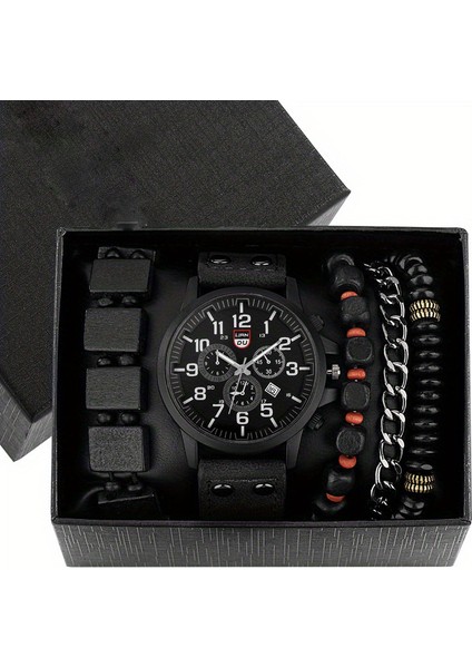 Kahverengi (Kutu Yok) 6248 5 Adet/takım Erkekler Moda Yuvarlak Işaretçi Kuvars Izle 4 Adet Bilezik Seti Montre Homme (Yurt Dışından) fırsatları