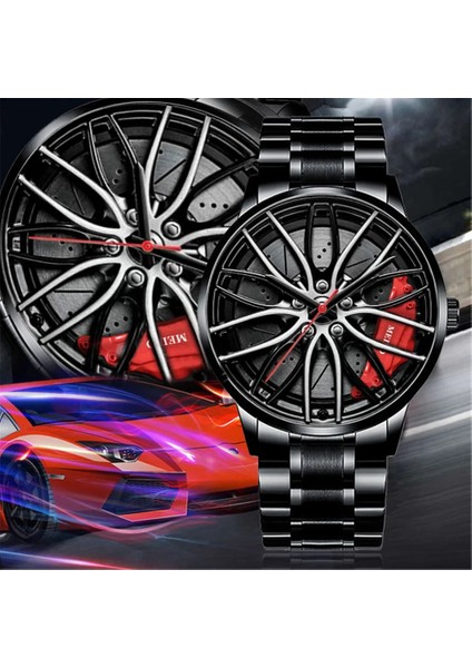C7 HW011 Erkek Lüks Saatler Spor Araba Saatler 3D Spor Jant Hub Tekerlek Kol Saati Araba Kuvars Erkek Saatler Yaratıcı Relogio Masculi (Yurt Dışından)