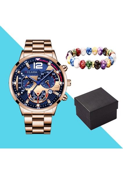 Model 12 Sıcak 2023 Trend 2 Adet Klasik Üç Göz Takvim Pointer Erkek Izle Spor Aydınlık Halter Bilezik Kuvars Izle Set (Yurt Dışından)