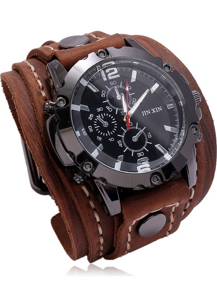 Siyah Sıcak Tarzı Vintage El-Dikiş Deri Bilezik Kuvars Saatler Erkekler ve Kadınlar Için Punk Bileklik Bireysellik Izle (Yurt Dışından) fiyatları