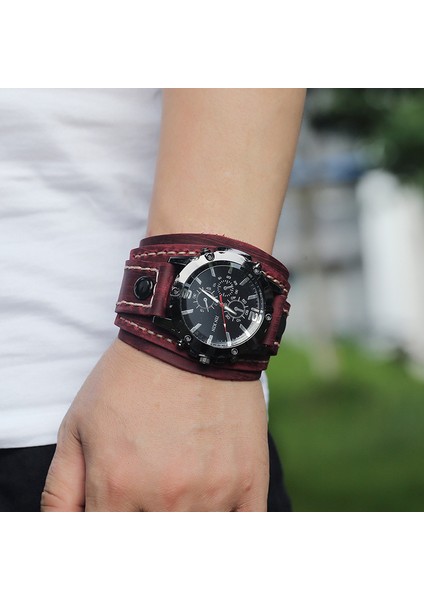 Siyah Sıcak Tarzı Vintage El-Dikiş Deri Bilezik Kuvars Saatler Erkekler ve Kadınlar Için Punk Bileklik Bireysellik Izle (Yurt Dışından) fırsatları