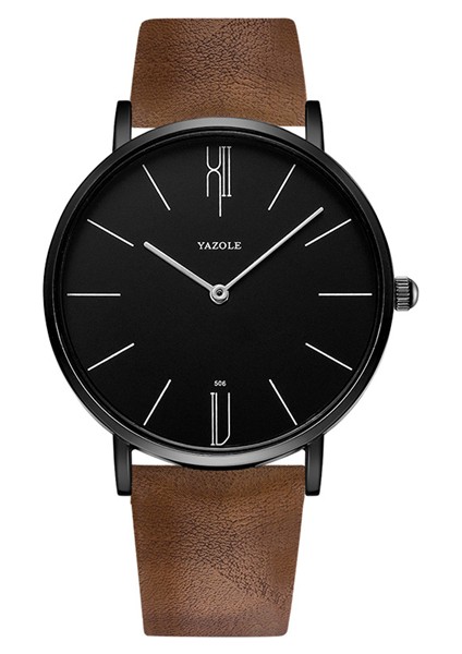 B Kahverengi B Yazole 506 Izle Erkekler Su Geçirmez Ultra Ince Kuvars Izle Erkekler Için Moda Basit Siyah Erkekler Izle Erkek Kol Saati Montre Homme (Yurt Dışından)