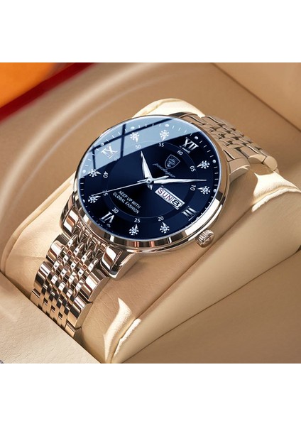 836 Gd Bu S Kuvars Saat Poedagar Lüks Erkek Izle Basma Düğmesi Gizli Toka Paslanmaz Çelik Kuvars Saatler Relojes Su Geçirmez Aydınlık Tarih Izle Erkekler Için (Yurt Dışından)