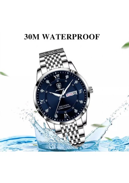 836 Gd Bu S Kuvars Saat Poedagar Lüks Erkek Izle Basma Düğmesi Gizli Toka Paslanmaz Çelik Kuvars Saatler Relojes Su Geçirmez Aydınlık Tarih Izle Erkekler Için (Yurt Dışından)