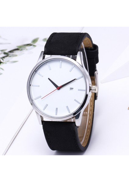 Beyaz Yüz Siyah Kuşak Basit Erkekler Basit Moda Iş Takvimi Kuvars Izle Erkekler Moda Saatler Parti Iş Düğün Saatler Hediyeler (Yurt Dışından)