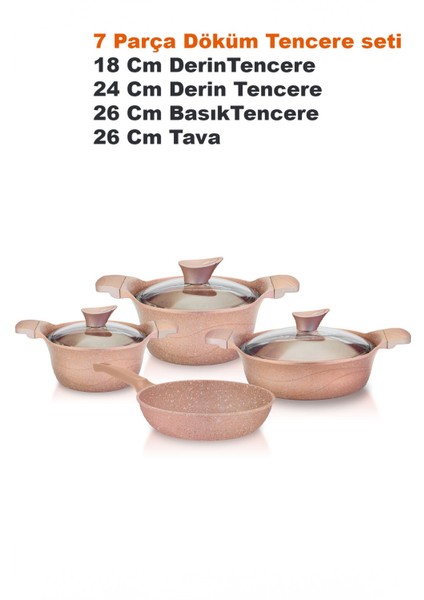 Dn 20028 7 Parça Döküm Granit Tencere Seti (18-24-26-26 cm )