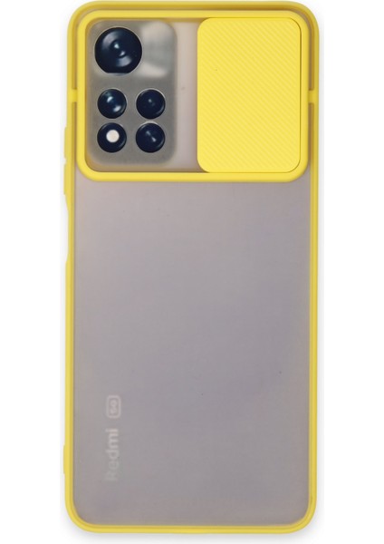 Xiaomi Redmi Note 11 Pro Plus 5g Kılıf Palm Buzlu Kamera Sürgülü Silikon - Sarı 300099