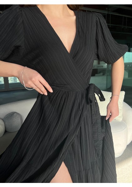 Anetta Gofre Bağlamalı Elbise