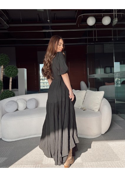Anetta Gofre Bağlamalı Elbise