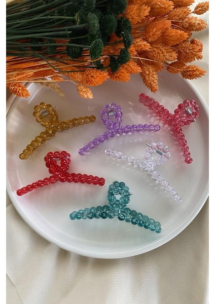 Inci Görünümlü Kadın Saç Tokası Şeffaf Renklerde 6 Adet 9 cm Ebatında Mandal Toka modelleri