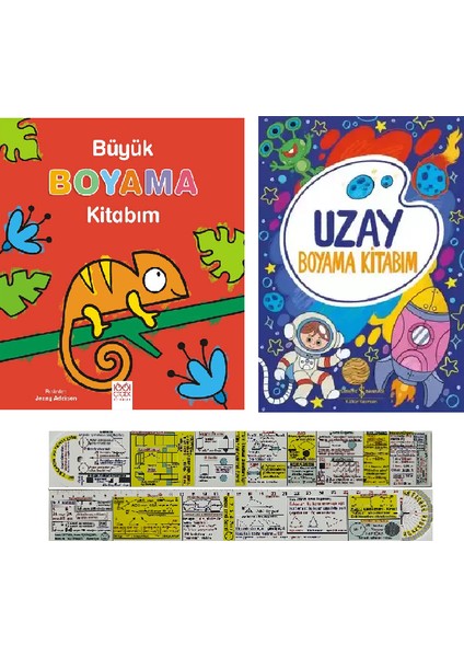 Büyük Boyama Kitabım - Uzay Boyama Kitabım 2'li Set - Matematik Öğreten Ayraç