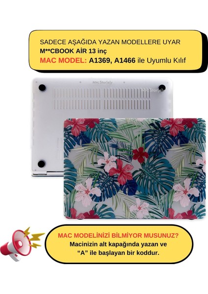 Macbook Air Kılıf 13 inç Flower01NL (Eski USB'li Model 2010-2017) A1369 A1466 ile Uyumlu