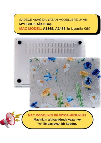 Macbook Air Kılıf 13 inç Flower01NL (Eski USB'li Model 2010-2017) A1369 A1466 ile Uyumlu