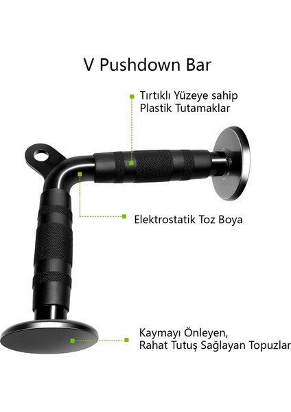 Triceps Halat - V Bar - Lat Triceps Bar -Lat Pulldown Bar - Handle Bar - Triceps Aparat Seti