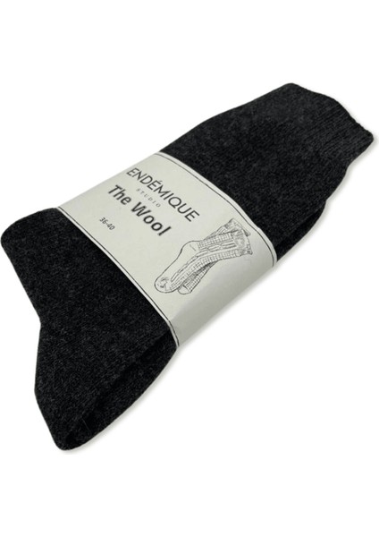 Endémique Studio The Wool Plain Charcoal-Kadın Çorap