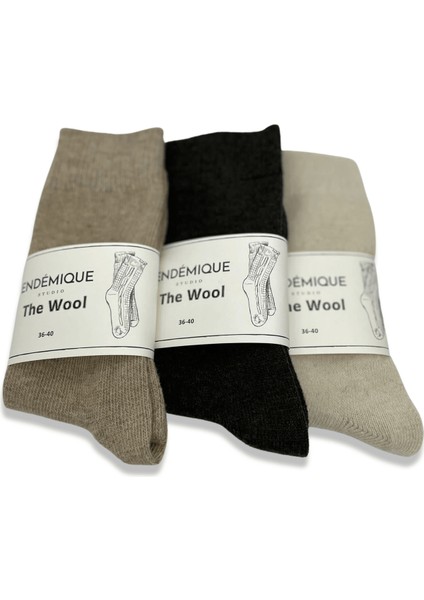 Endémique Studio The Wool Plain Charcoal-Kadın Çorap