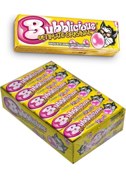 Bubblicious Sakız 38 gr x 18'li Paket Karışık Meyve Aromalı Şekerli Balonlu