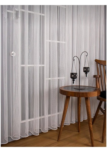 Taç Çizgili Naturel Tül Perde Kullanıma Hazır Seyrek Pile fırsatları