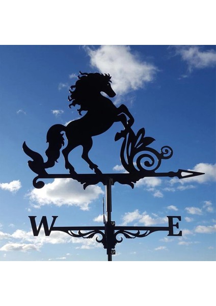 At Tarzı Paslanmaz Çelik Rüzgar Gülü Metal Rüzgar Gülü Yard Rüzgar Bahçesi Kazık Rüzgar Hızı Er Vane Ev Açık Bahçe Dekorasyonu (Yurt Dışından) modelleri