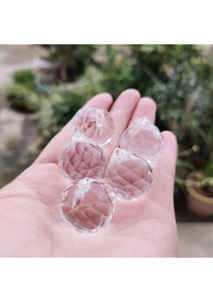 20MM 5 Adet Stil 5 Adet Kristal Prizma Yönlü Top Avize Işık Parçası G Suncatcher Doğal Taş Kolye Ev Otel Düğün Dekor Heykelcik (Yurt Dışından)