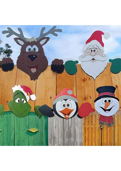 Iskelet Tarzı Noel Baba Çit Peeker Noel Bahçe Dekorasyonu Noel Avlu Ahşap Bahçe Yard Sanat Komik Çit Noel Partisi Dekoru (Yurt Dışından)
