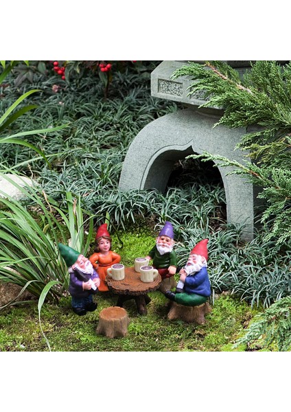B Tarzı 6 Adet Bahçe Gnome Heykeli Aile Birleşimi Reçine Cüce Heykelcik Dekorasyon Çim Yard Veranda Bahçe Süsleme Yılbaşı Hediyeleri Prop (Yurt Dışından)