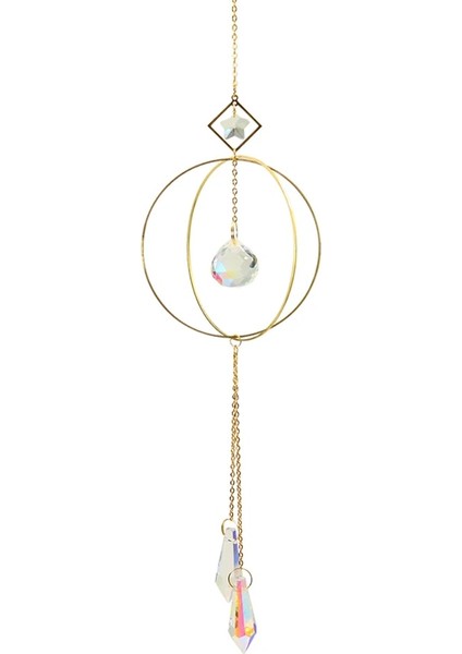 No.17 Stili Çakra Kristal Güneş Yakalayıcı Kolye Topu Demir Yüzük Kristal Prizmalar Asılı Gökkuşağı Chaser Avize Dekor Pencere Kolye Ev Için (Yurt Dışından)