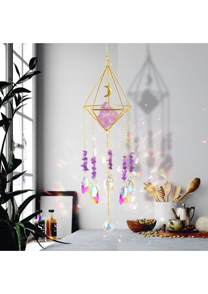 Asılı Dekor 02 Stili Kristal Windchime Süsleme Parlak Ay Kolye Güneş Yakalayıcılar Asılı Doğal Taş Gökkuşağı Yapıcı Açık Bahçe Pencere Ev Dekor (Yurt Dışından) modelleri