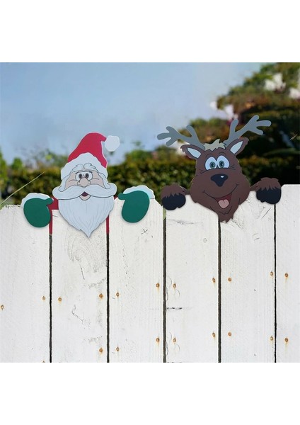 B Tarzı Noel Baba Çit Peeker Noel Bahçe Dekorasyonu Noel Avlu Ahşap Bahçe Yard Sanat Komik Çit Noel Partisi Dekoru (Yurt Dışından)