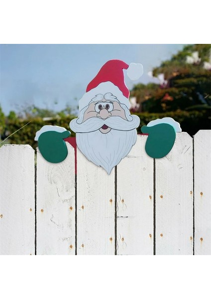 B Tarzı Noel Baba Çit Peeker Noel Bahçe Dekorasyonu Noel Avlu Ahşap Bahçe Yard Sanat Komik Çit Noel Partisi Dekoru (Yurt Dışından)