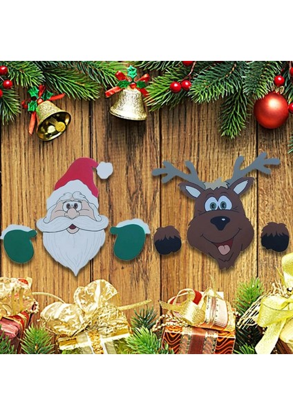 B Tarzı Noel Baba Çit Peeker Noel Bahçe Dekorasyonu Noel Avlu Ahşap Bahçe Yard Sanat Komik Çit Noel Partisi Dekoru (Yurt Dışından)