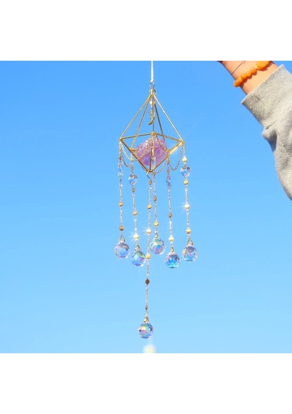 Asılı Dekor 01 Stili Kristal Windchime Süsleme Parlak Ay Kolye Güneş Yakalayıcılar Asılı Doğal Taş Gökkuşağı Yapıcı Açık Bahçe Pencere Ev Dekor (Yurt Dışından) indirimleri