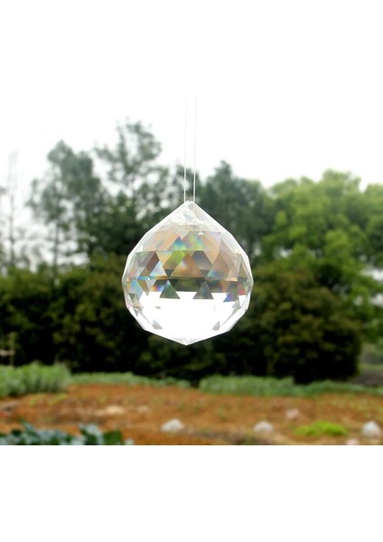 40MM 1 Adet Stil 5 Adet Kristal Prizma Yönlü Top Avize Işık Parçası G Suncatcher Doğal Taş Kolye Ev Otel Düğün Dekor Heykelcik (Yurt Dışından)