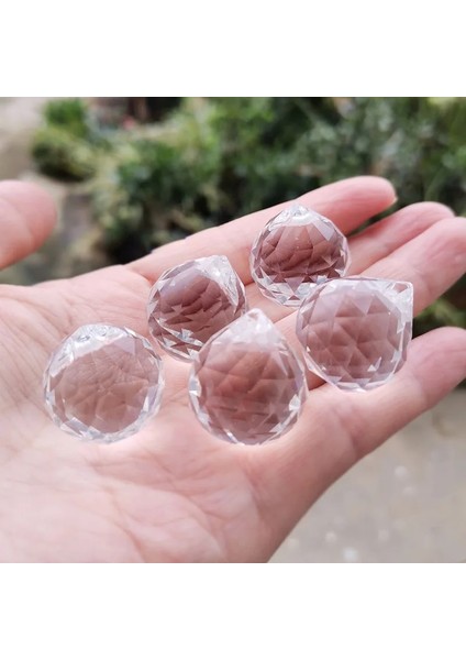 40MM 1 Adet Stil 5 Adet Kristal Prizma Yönlü Top Avize Işık Parçası G Suncatcher Doğal Taş Kolye Ev Otel Düğün Dekor Heykelcik (Yurt Dışından)