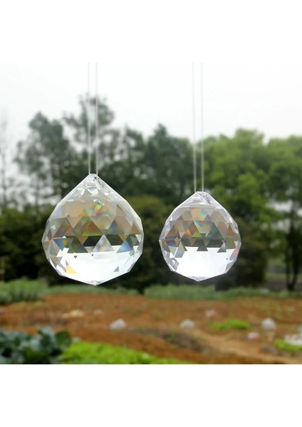 40MM 1 Adet Stil 5 Adet Kristal Prizma Yönlü Top Avize Işık Parçası G Suncatcher Doğal Taş Kolye Ev Otel Düğün Dekor Heykelcik (Yurt Dışından)