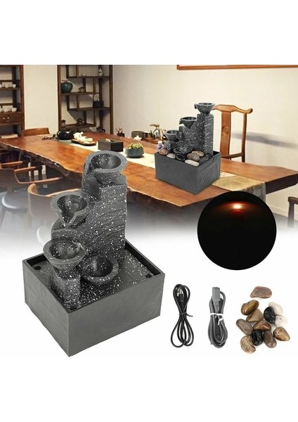 Çeşme Süsleme Stili LED Masaüstü Çeşme Heykelleri Ev USB Şarj Dekorasyon Oturma Odası Çalışma Yeni Çeşme Süs Pil Dahil Değildir (Yurt Dışından)