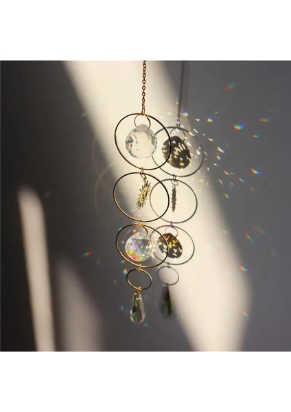 No.2 Tarzı Ay Gökkuşağı Kristal Suncatcher Asılı Prizma Süsleme Rüzgar Çanları Kristal Bahçe Ev Veranda Sundurma Dekorasyon Rüzgar Çan Kolye (Yurt Dışından)