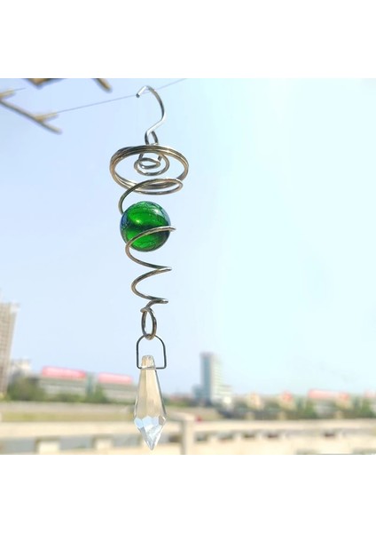 Yeşil Stil 1 Adet Rüzgar Çanları Açık Paslanmaz Çelik Dönen Rüzgar Çanları Tek Spiral Bahçe Dekorasyon Rüzgar Çanları Asılı Kolye Dekor (Yurt Dışından)