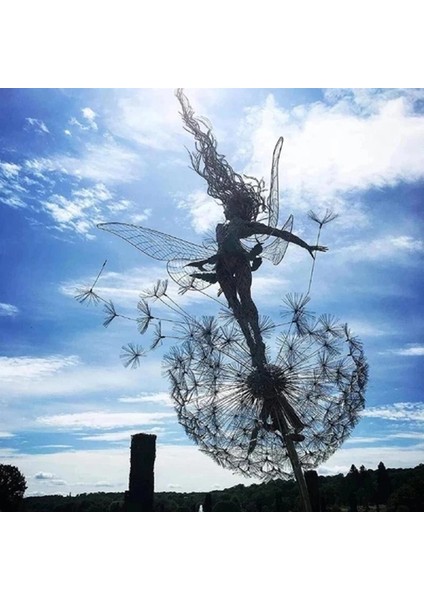 Bir Stil Yazın Pixies Peri Bahçe Heykeller Kazık Periler ve Karahindiba Birlikte Dans Eder Manzara Metal Minyatür Heykelcik Çim Dekoratif (Yurt Dışından)