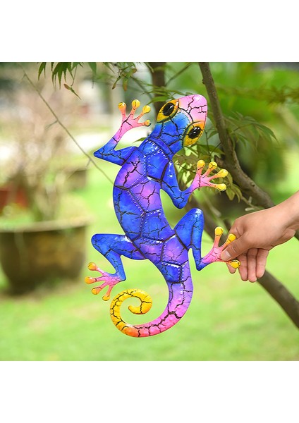 J Tarzı Asılı Duvar Balkon Duvar Resmi Arka Plan Dekorasyon Gecko Heykelcik - Kertenkele Heykeller Açık Metal Asılı Gecko Duvar Sanatı (Yurt Dışından)
