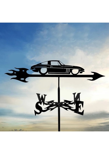 Araba Tarzı Paslanmaz Çelik Rüzgar Gülü Retro Çiftlik Sahnesi Bahçe Kazığı Weathervane Profesyonel Ölçme Araçları Veranda Yard Dekorasyonu (Yurt Dışından)
