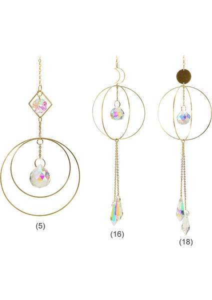 No.16 Tarzı Çakra Kristal Güneş Yakalayıcı Kolye Topu Demir Yüzük Kristal Prizmalar Asılı Gökkuşağı Chaser Avize Dekor Pencere Kolye Ev Için (Yurt Dışından)