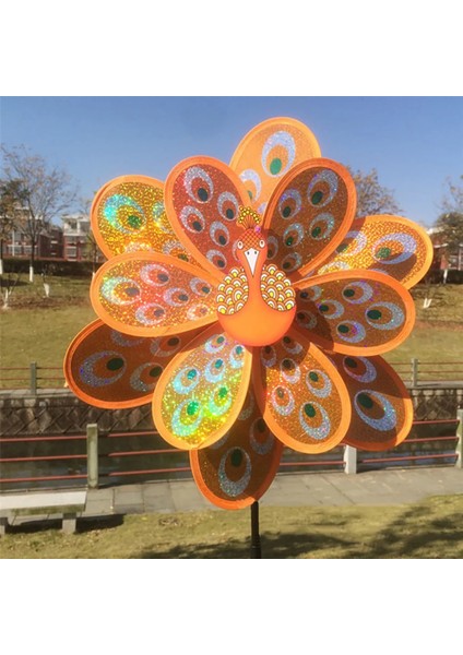 Turuncu Tarzı Çift Katmanlı Tavuskuşu Lazer Sequins Fırıldak Renkli Rüzgar Er Ev Bahçe Dekor Yard Çocuk Oyuncak ve Dropship (Yurt Dışından)