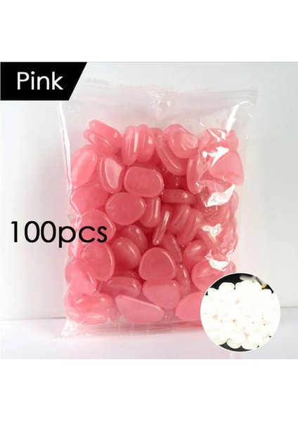 Pembe Tarzı 100 Adet Adet Karanlıkta Parlayan Bahçe Yürüyüş Yolları Için Işıklı Çakıllar Bitkiler Akvaryum Dekoru Parlayan Taşlar Bahçe Dekorasyonu (Yurt Dışından)