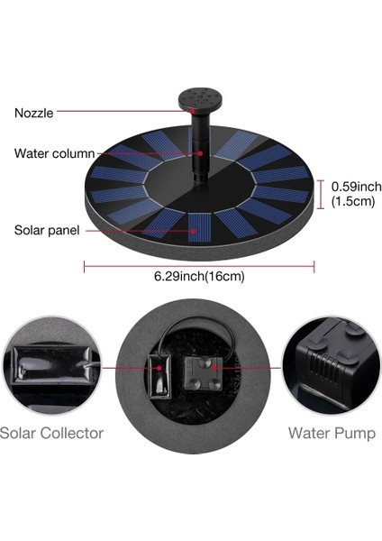 16CM Tarzı Açık Güneş Fıskiyesi Bahçe Fıskiyesi Güneş Enerjisi Fıskiyesi Kapalı Güneş Enerjisi Su Pompası Fıskiyesi Havuzşelale Bahçe Dekorasyonu (Yurt Dışından) modelleri