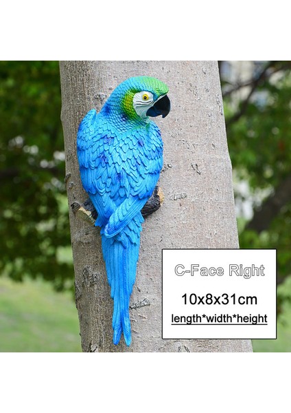 Mavi-Sağ Stili Reçine Papağan Heykeli Duvara Monte Dıy Açık Bahçe Ağacı Dekorasyon Hayvan Heykel Ev Ofis Bahçe Dekor Süsleme (Yurt Dışından)