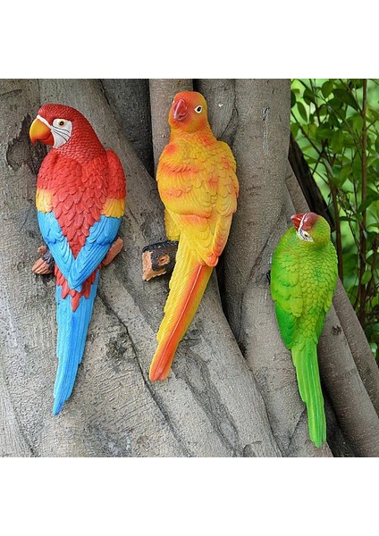 Mavi-Sağ Stili Reçine Papağan Heykeli Duvara Monte Dıy Açık Bahçe Ağacı Dekorasyon Hayvan Heykel Ev Ofis Bahçe Dekor Süsleme (Yurt Dışından) fırsatları